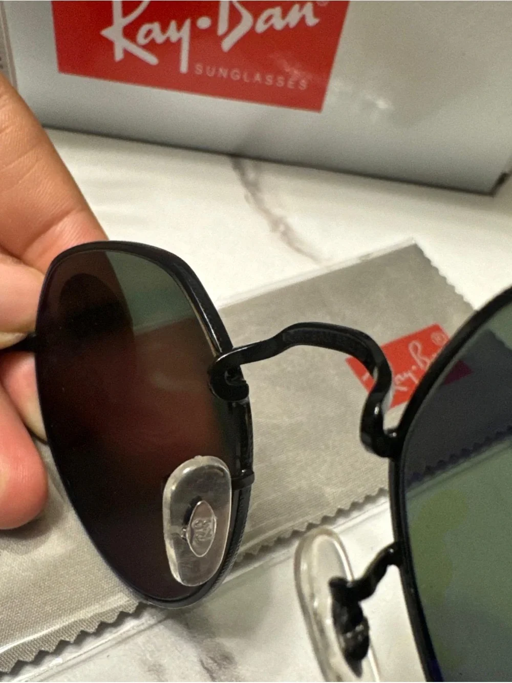 Ray-Ban Black Frame Sunglasses with Green Polarized Lenses